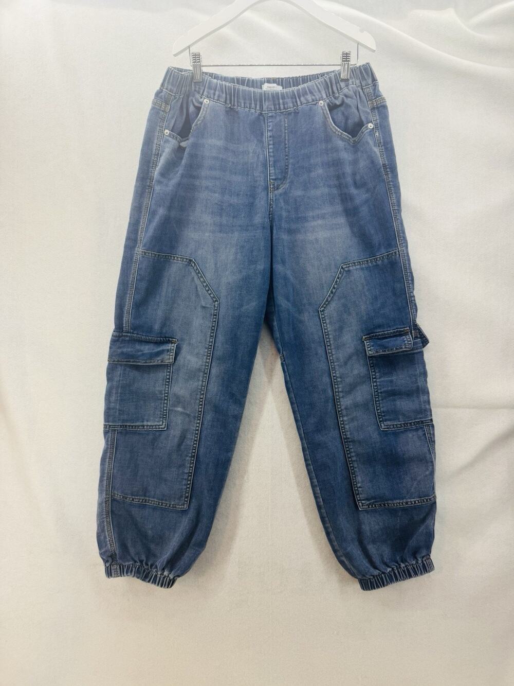 EUC Forever 21 Jogger Cargo Jeans Women’s XL Medium Wash Streetwear Y2K